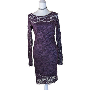Purple  Long Sleeve Knee Length Lace Witch Goth Whimsygoth Dress S